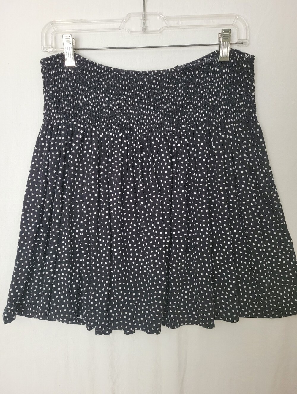 Cynthia Rowley Black Polka Dot Mini Skirt Size L Lined Skater Pin Up